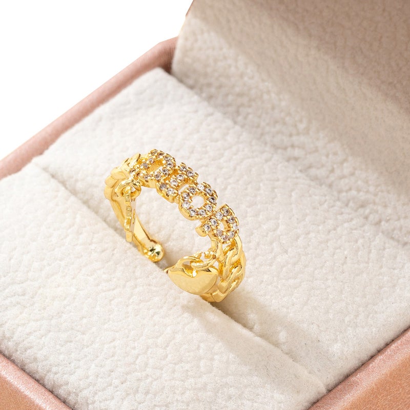 Light Luxury Explosive Zircon Letter Ring Women'S Personality High-End Sense Small Pendant Design Exquisite Love Star Ring - Image 4